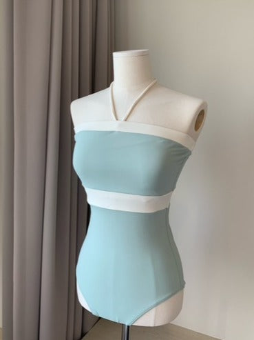 Halter-neck One-Piece Swimsuit- Mint